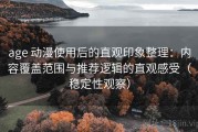 age 动漫使用后的直观印象整理：内容覆盖范围与推荐逻辑的直观感受（稳定性观察）