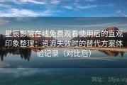 星辰影院在线免费观看使用后的直观印象整理：资源失效时的替代方案体验记录（对比后）