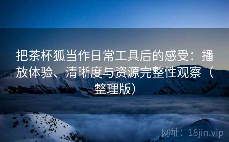 把茶杯狐当作日常工具后的感受：播放体验、清晰度与资源完整性观察（整理版）